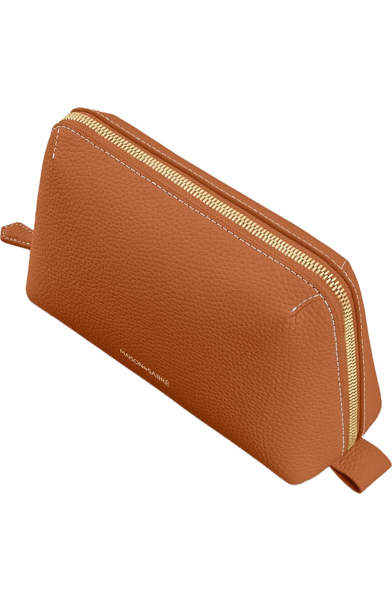 MAISON de SABRÉ Leather Tech Pouch, Alternate, color, Pecan Brown