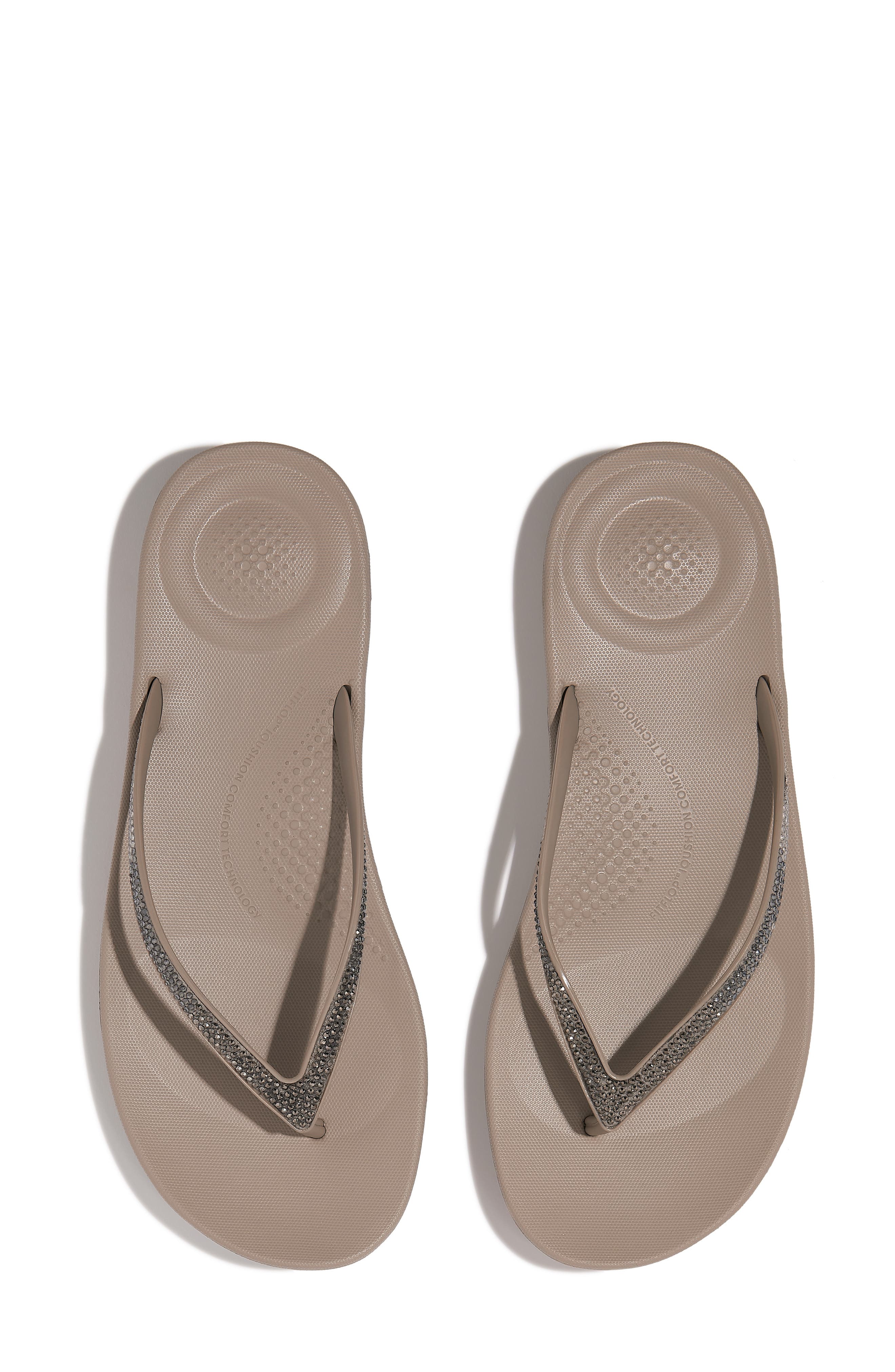iQushion Ombré Sparkle Flip Flop, Alternate, color, ON TAUPE/ PEWTER