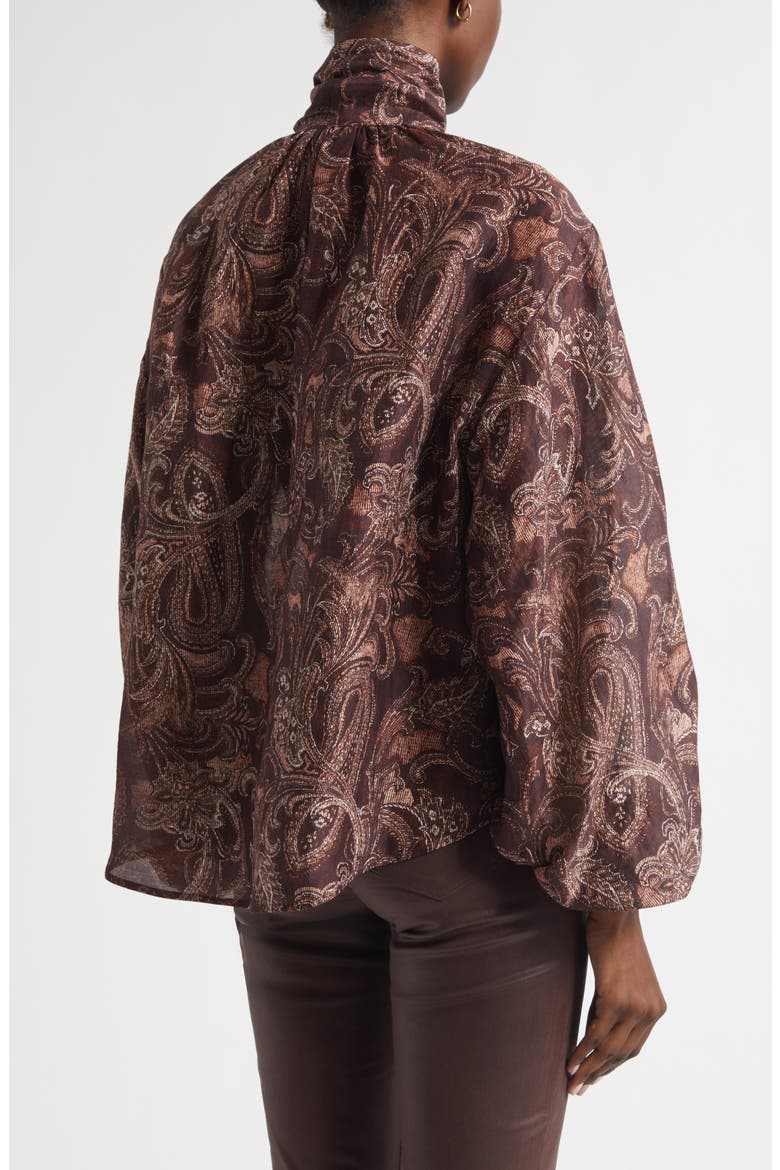 Rhett Oversize Linen & Silk Top, Alternate, color, BROWN ETCHED PAISLEY