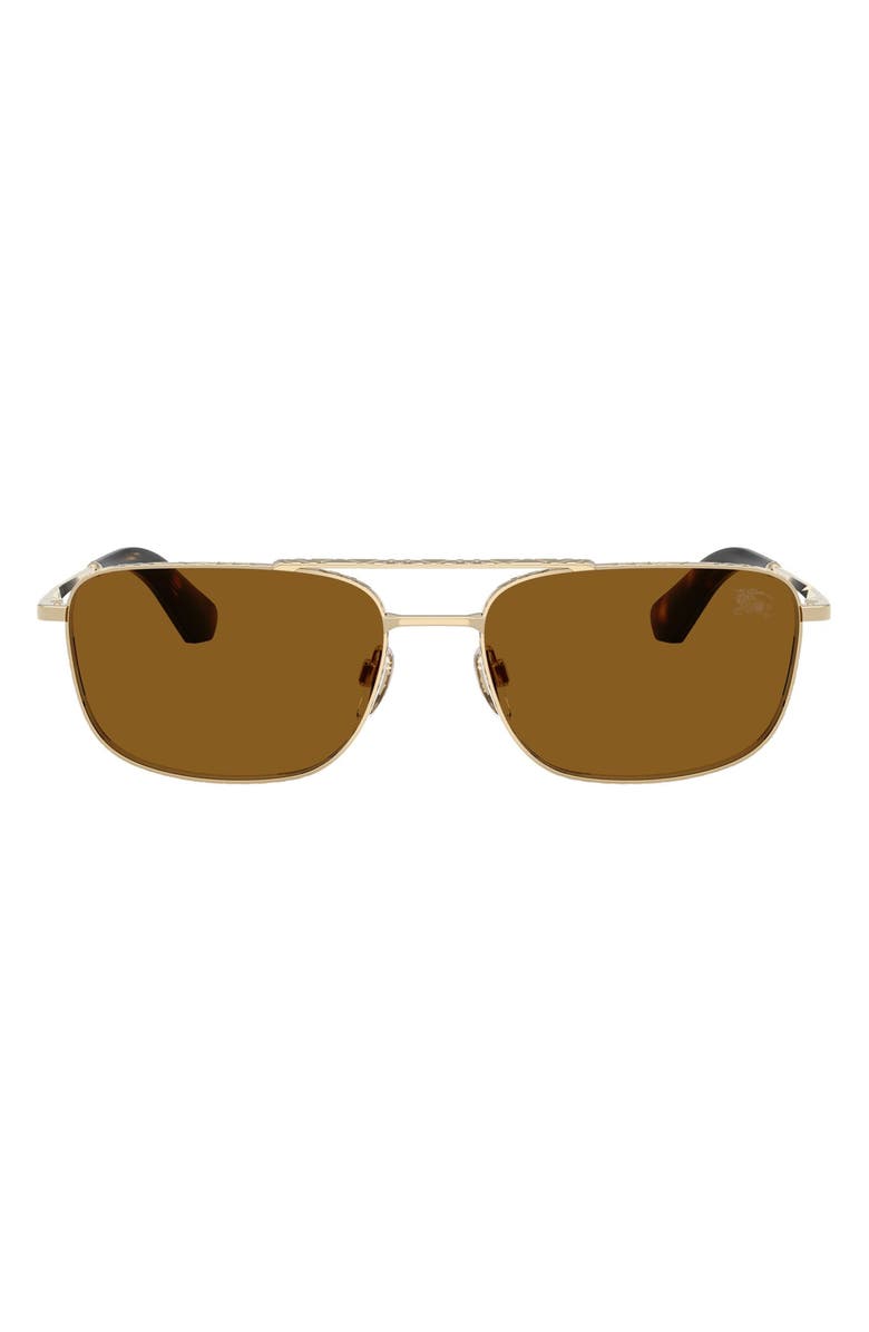 Burberry 59mm Polarized Pilot Sunglasses, Main, color, Light Gold / Polar Brown