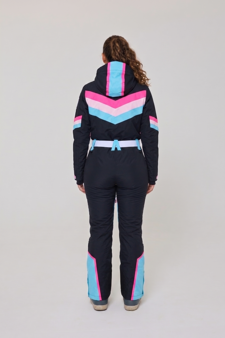 Can't Touch This Shaped Women's Ski Suit, Alternate, color, Black with neon pink