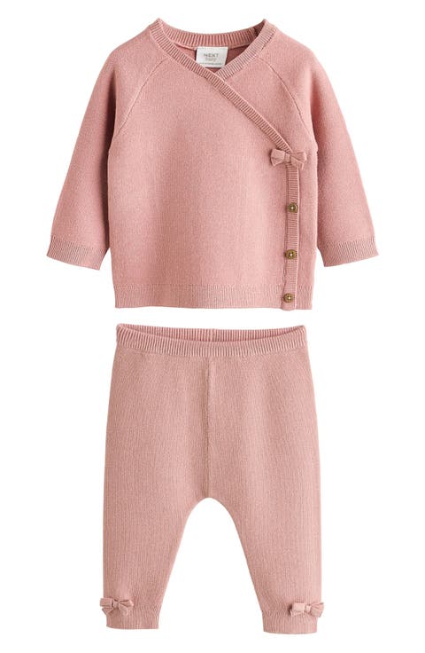 Bow Detail Knit Wrap Top & Pants Set (Baby)