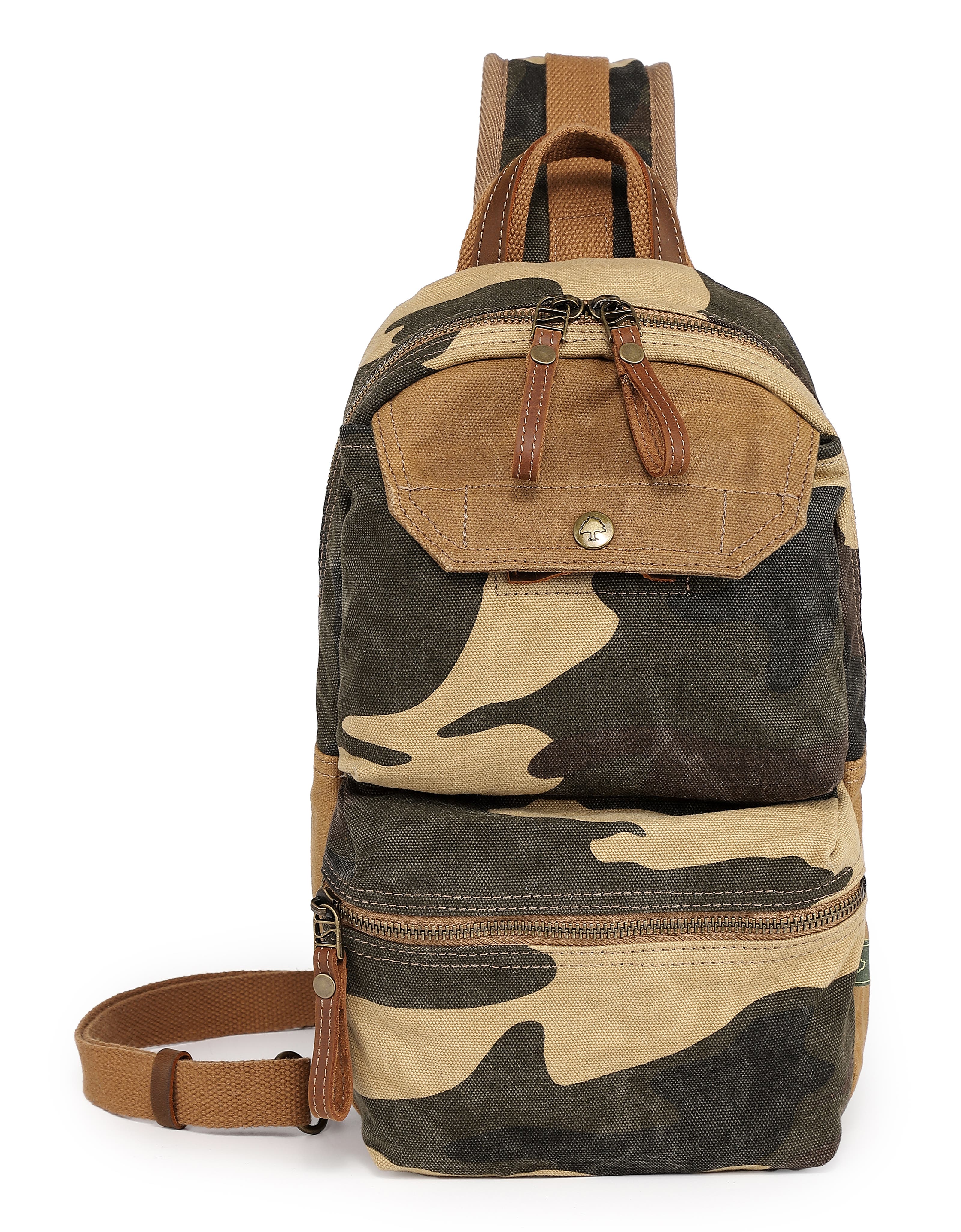 TSD Brand Mountain Leaf Rugged Trail Ready Sling Bag, Alternate, color, Khaki Camo