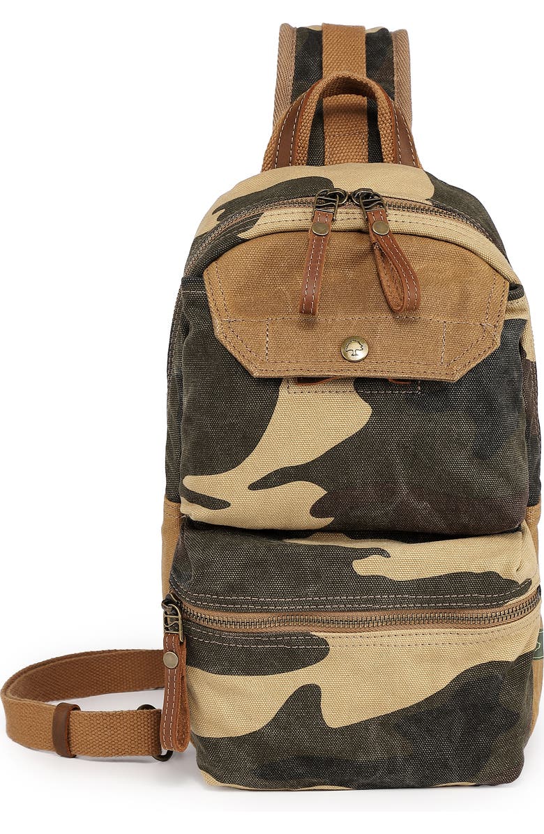 TSD Brand Mountain Leaf Rugged Trail Ready Sling Bag, Alternate, color, Khaki Camo