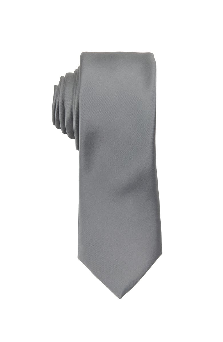 Brooklyn Brigade Men's Solid Satin Tie, Main, color, Slate