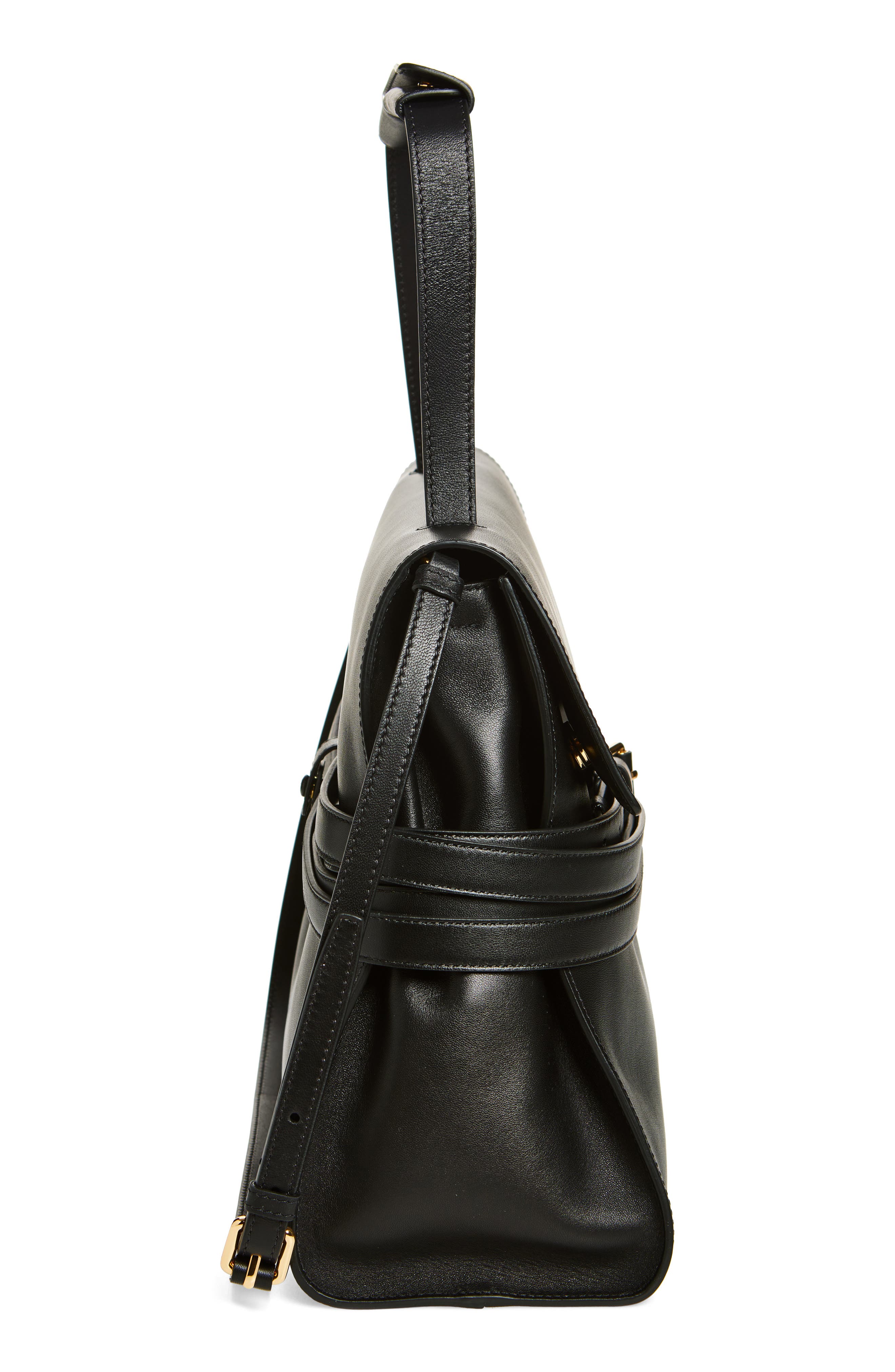 Moschino Large Tie Me Leather Shoulder Bag, Alternate, color, 