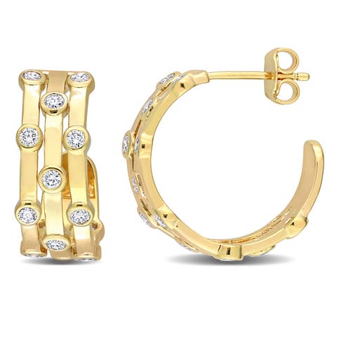 Lab-Grown Diamond 3-Row Hoop Earrings