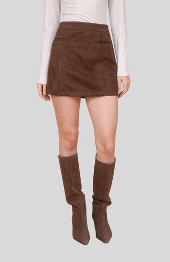 Blu Pepper Faux Suede Miniskirt In Brown