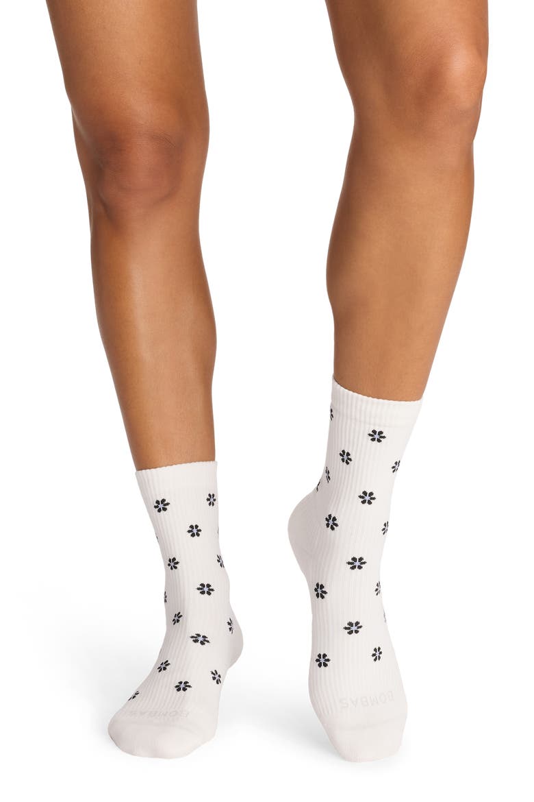 Tossed Flowers Supima® Rib Quarter Socks, Main, color, BLACK FLORAL