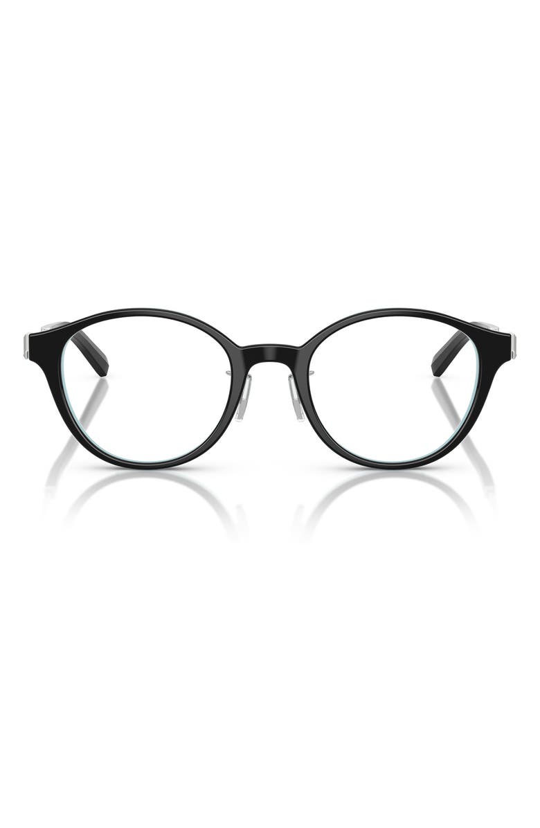 Tiffany & Co. 48mm Round Optical Glasses, Main, color, Black On Tiffany Blue