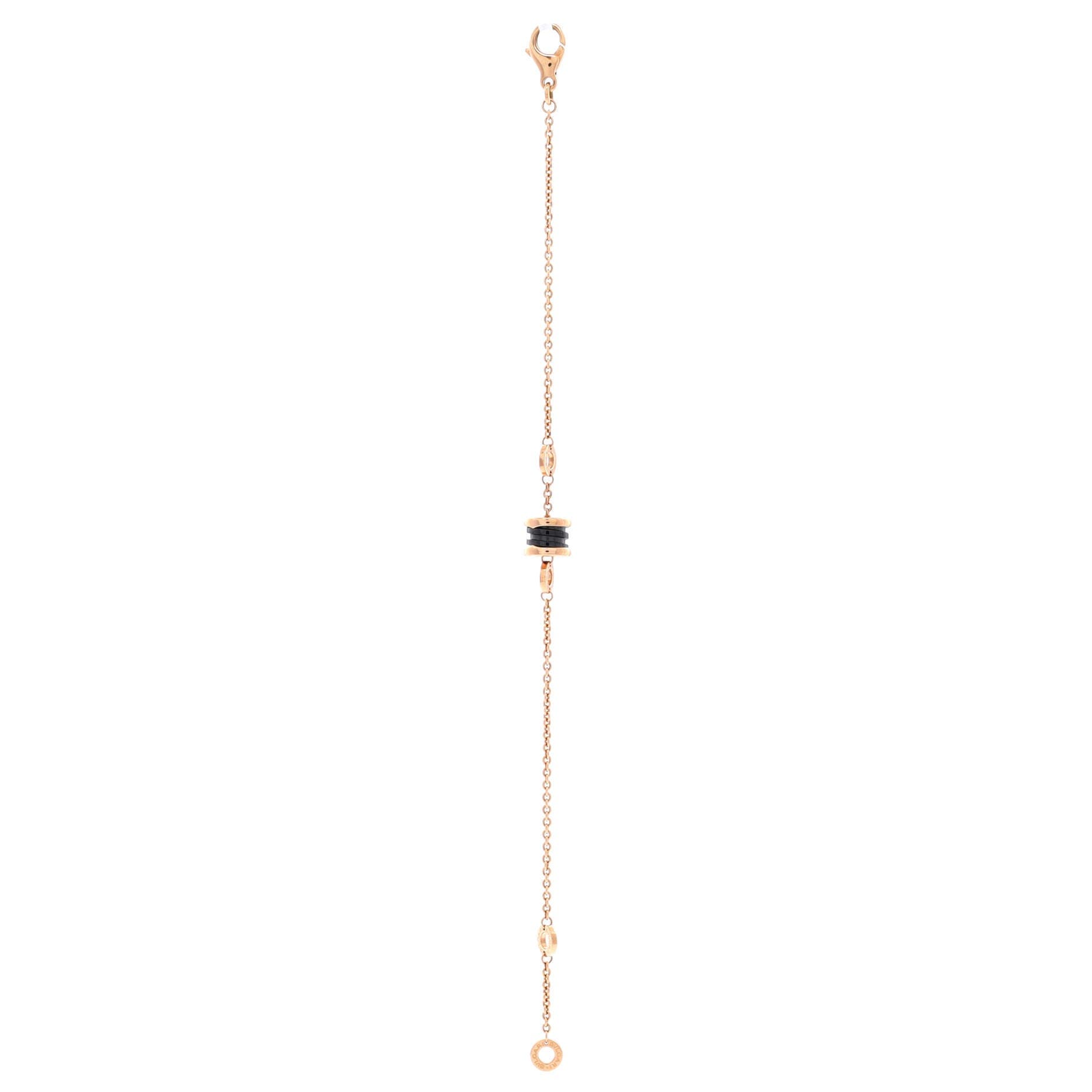 B.Zero1 Soft Bracelet 18K Rose Gold with Ceramic, Alternate, color, Metallic Gold
