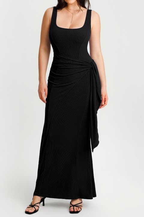 Built In Shapewear Modal Twist Wrap Maxi Dress