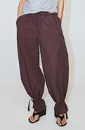 MANGO Tie Cuff Cotton Blend Drawstring Pants
