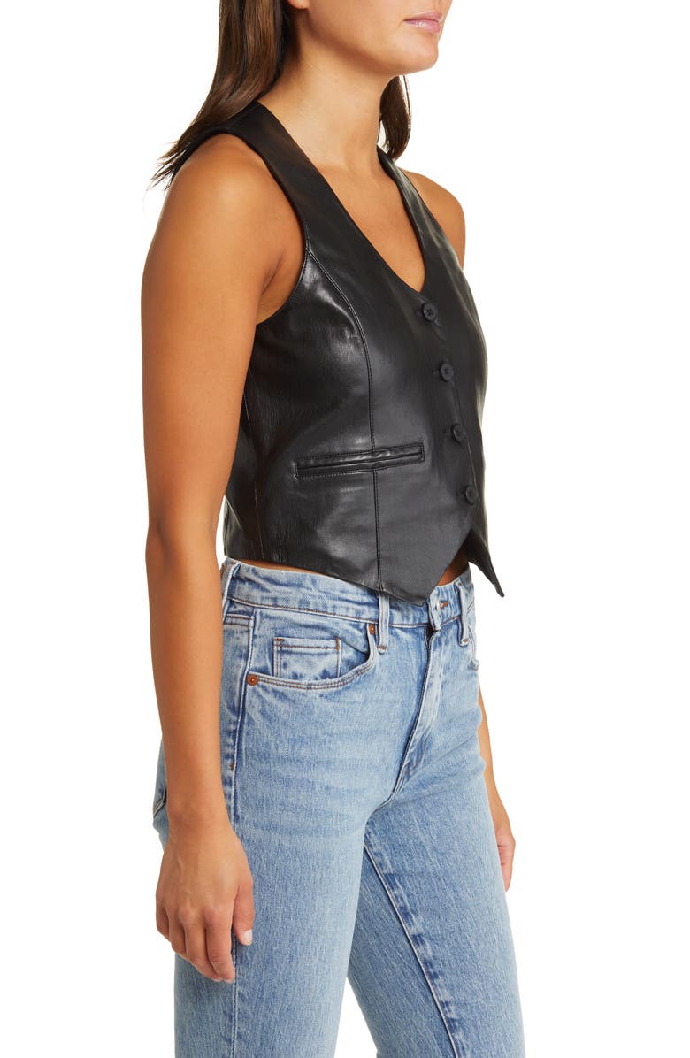 BLANKNYC Faux Leather Waistcoat, Alternate, color, 