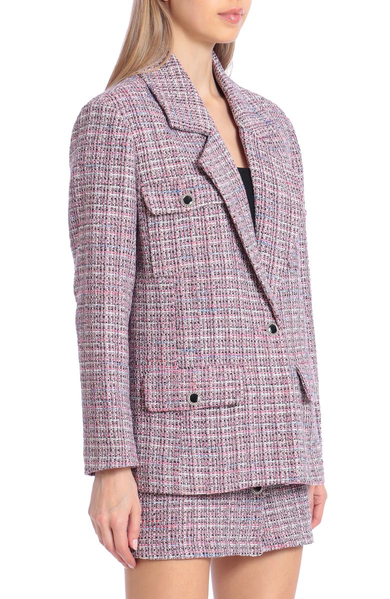 Avec Les Filles Tweed Crystal Button Blazer, Alternate, color, 