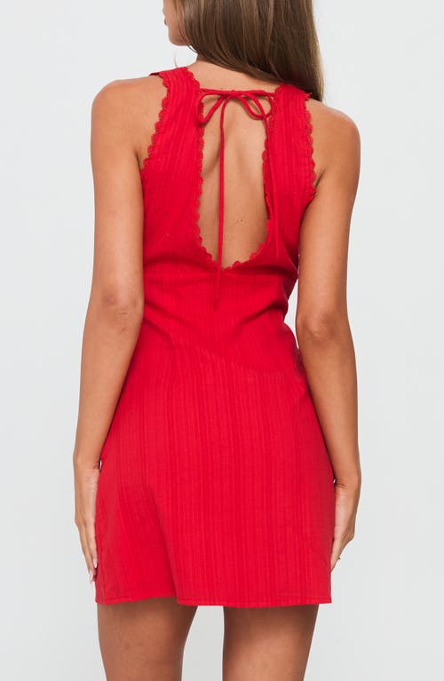 Princess Polly Edessa Deep V-neck Cotton Minidress In Red