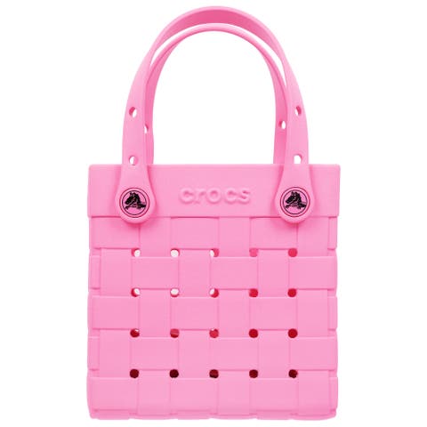 Small Woven Style Crossbody Tote with Top Handles and removeable crossbody strap