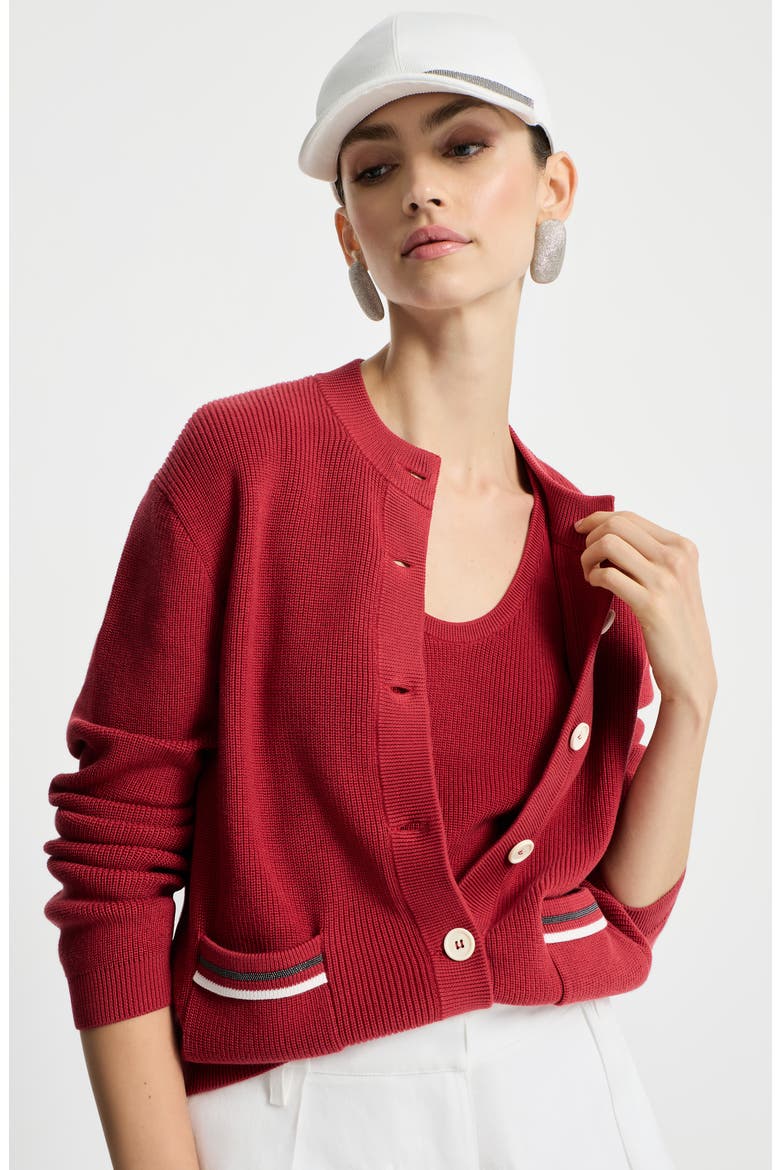Cotton cardigan, Alternate, color, Ruby
