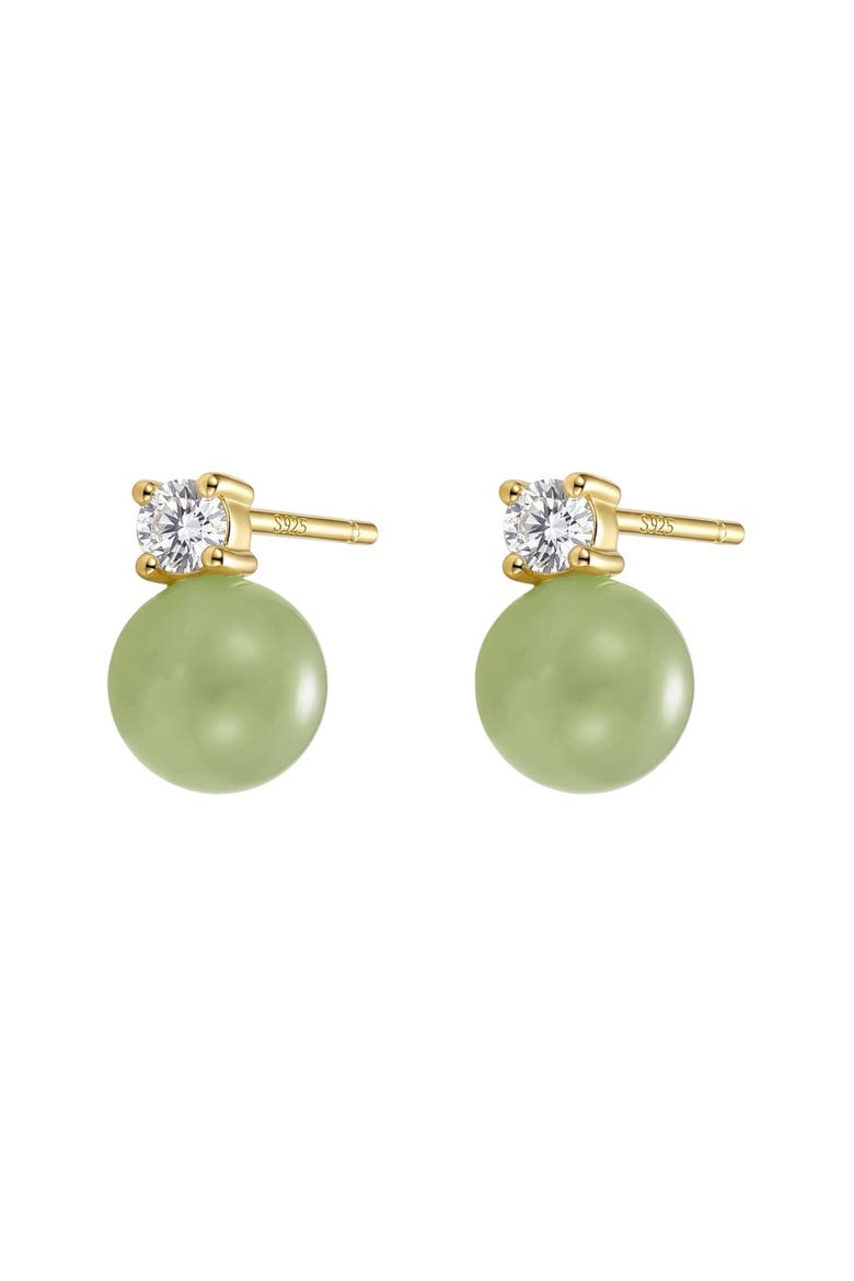 Esther Green jade and zircon stud earrings, Main, color, Light Green