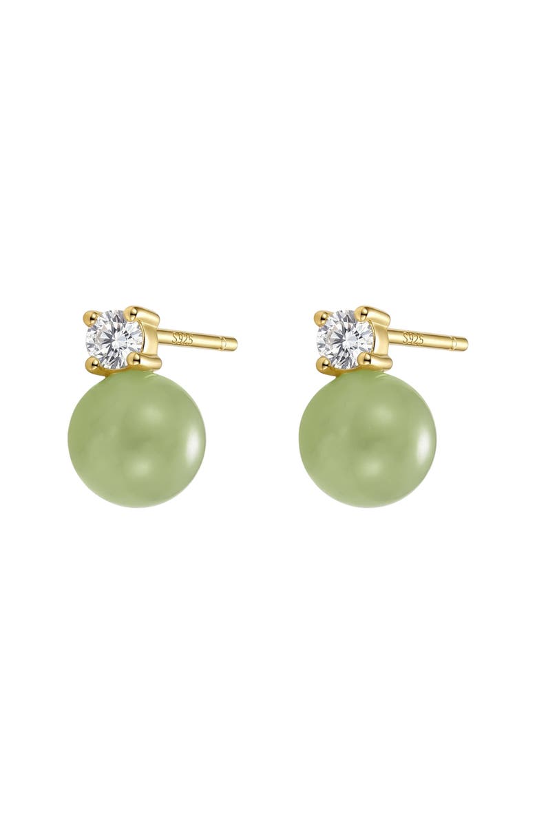seree Esther Green jade and zircon stud earrings, Main, color, Light Green