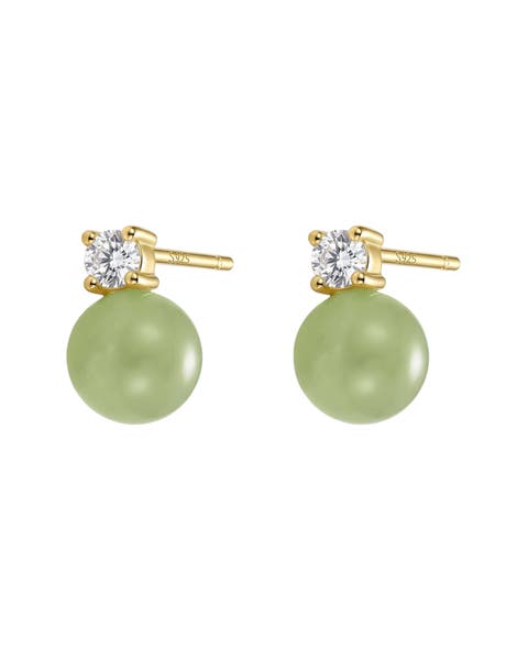 Esther Green jade and zircon stud earrings