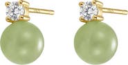 seree Esther Green jade and zircon stud earrings