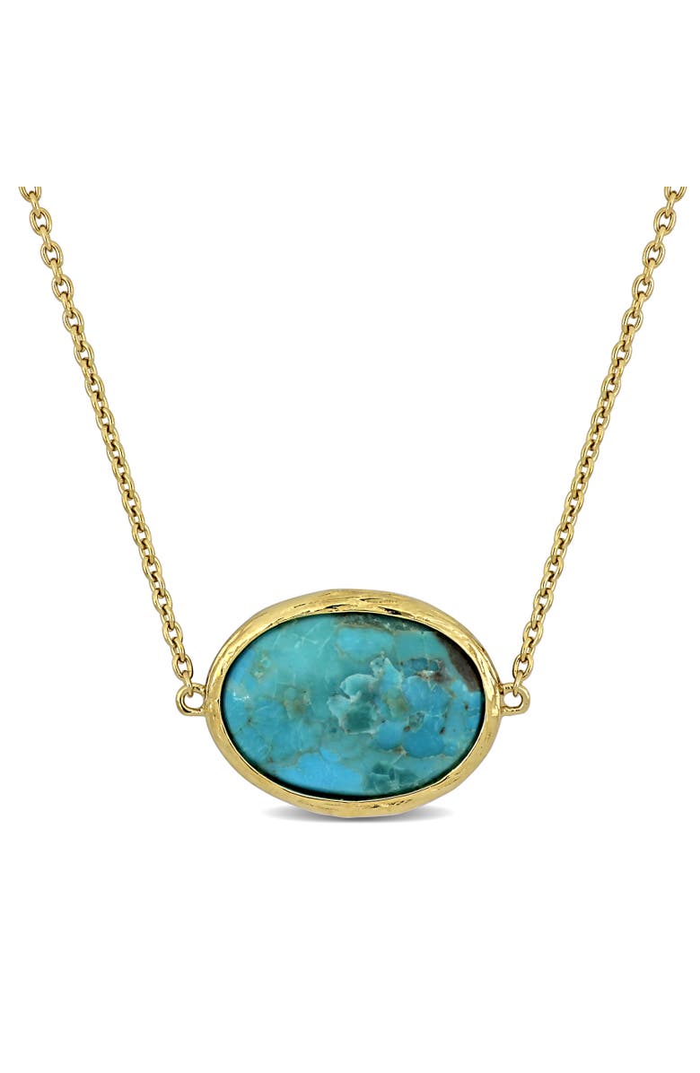 Julianna B. Oval Turquoise Necklace Yellow Plated Sterling Silver, Main, color, Turquoise