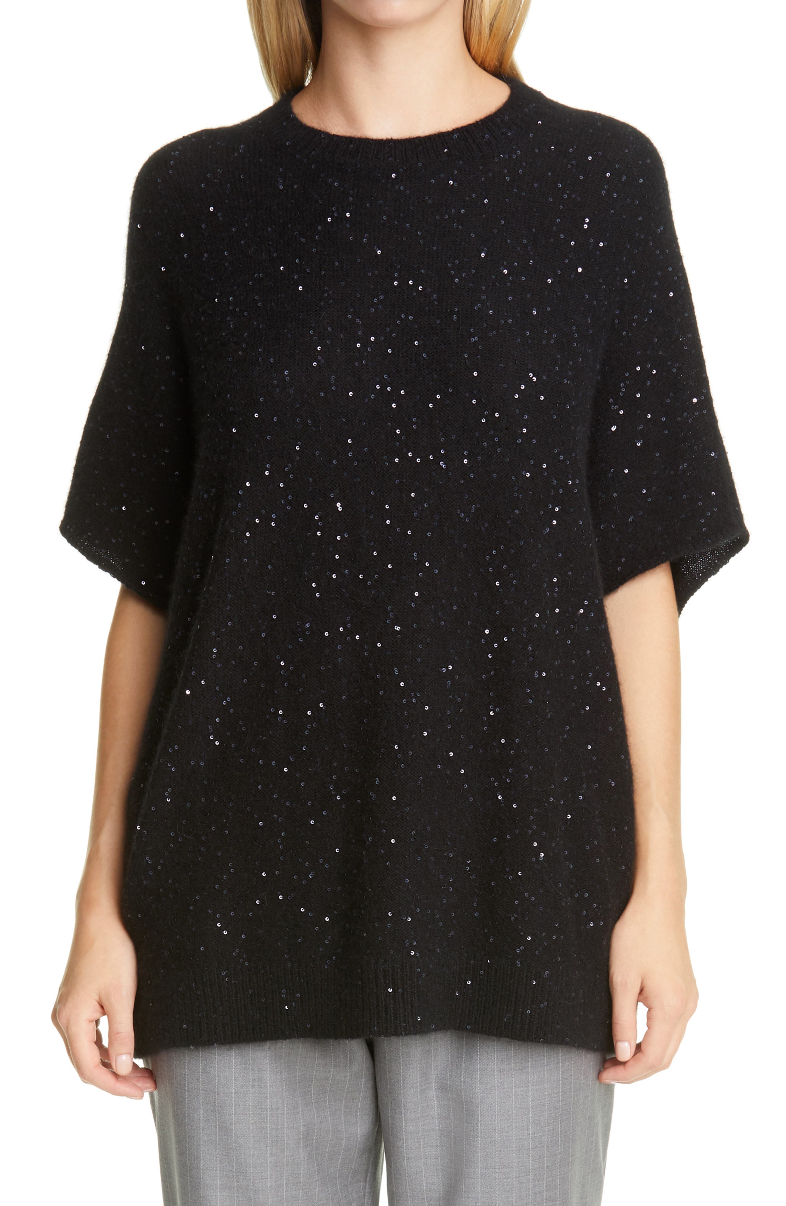 Fabiana Filippi Sequin Wool, Silk & Cashmere Blend Poncho