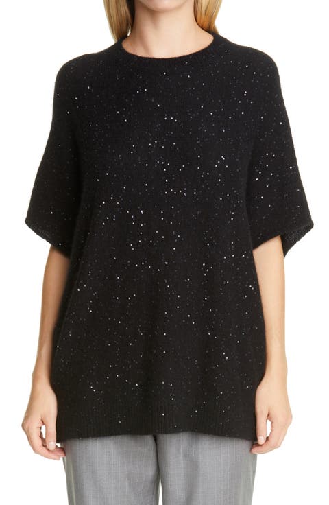 Sequin Wool, Silk & Cashmere Blend Poncho