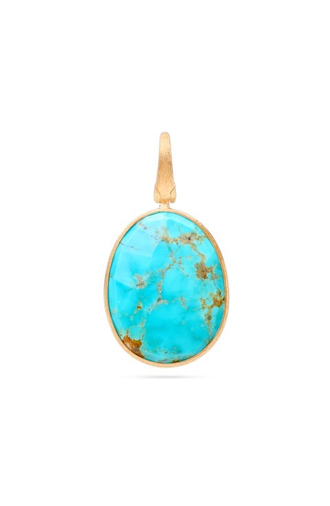 18K Gold Lunaria Turquoise Pendant