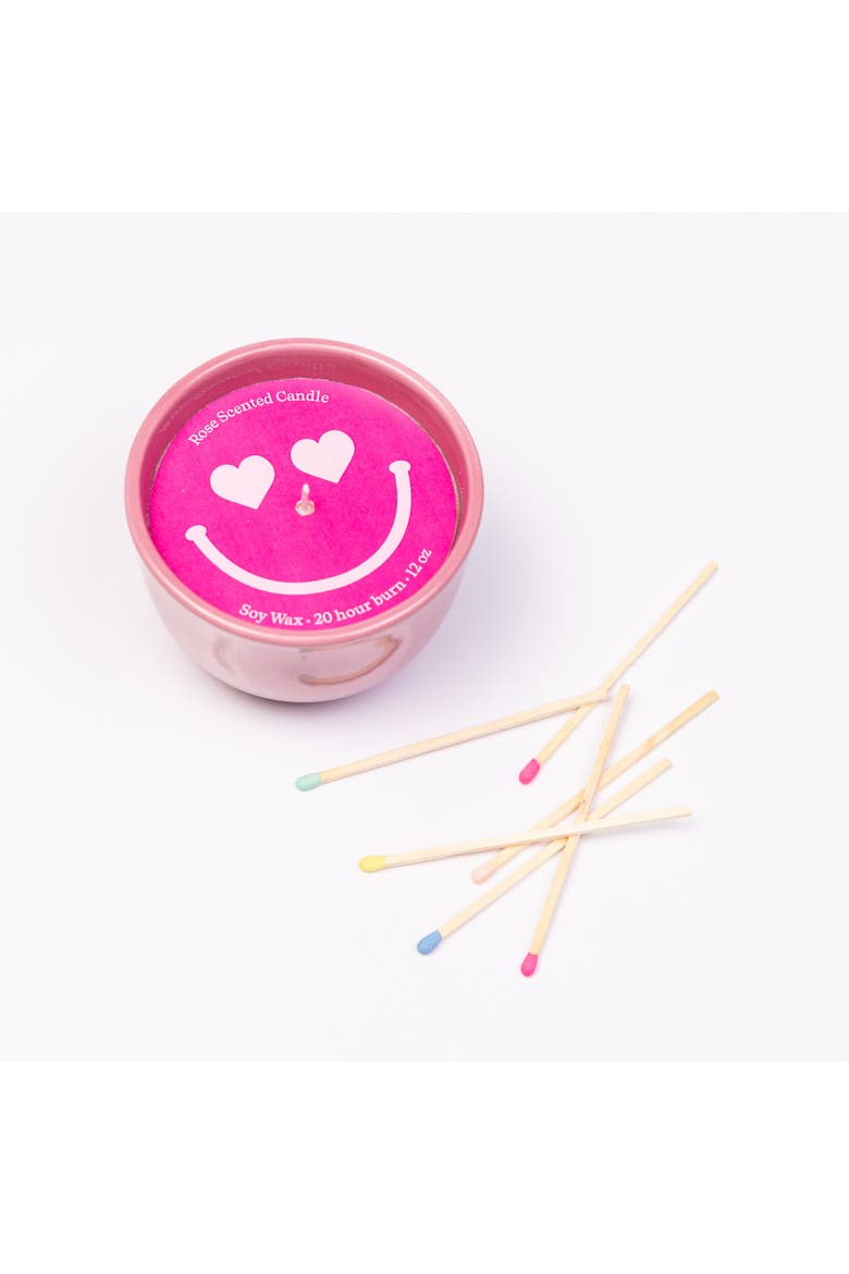 Heart Eyes Smiley Catch All Candle Wax Pink 9 oz Burn Time 20, Alternate, color, Pink