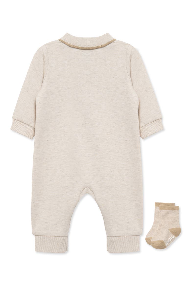 Safari Polo Romper & Socks Set, Alternate, color, OATMEAL