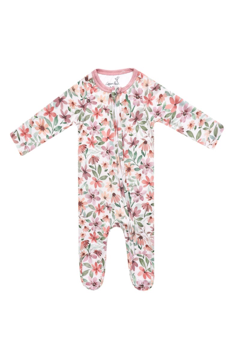 Copper Pearl Natalie Zip-Up Footie Pajamas, Main, color, Natalie