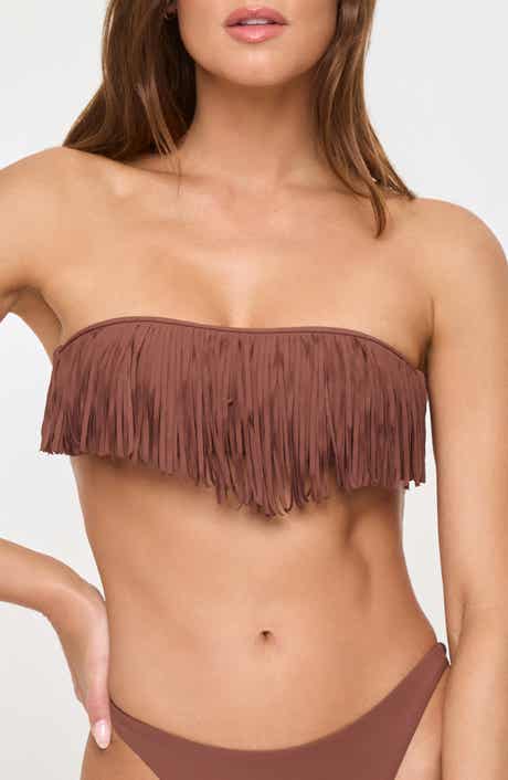 LSPACE Dixie Fringe Strapless Bikini Top