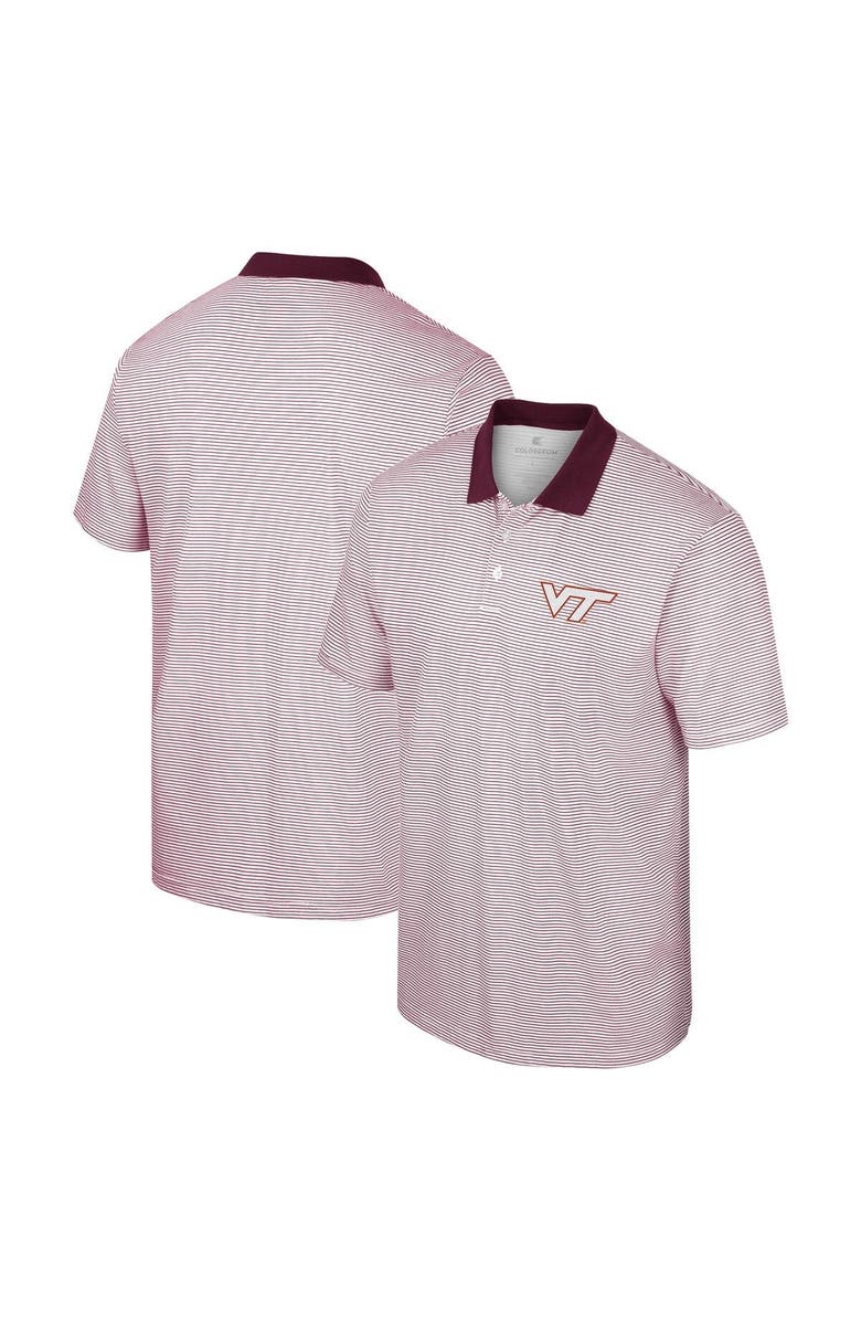 COLOSSEUM Men's Colosseum White Virginia Tech Hokies Print Stripe Polo, Alternate, color, White