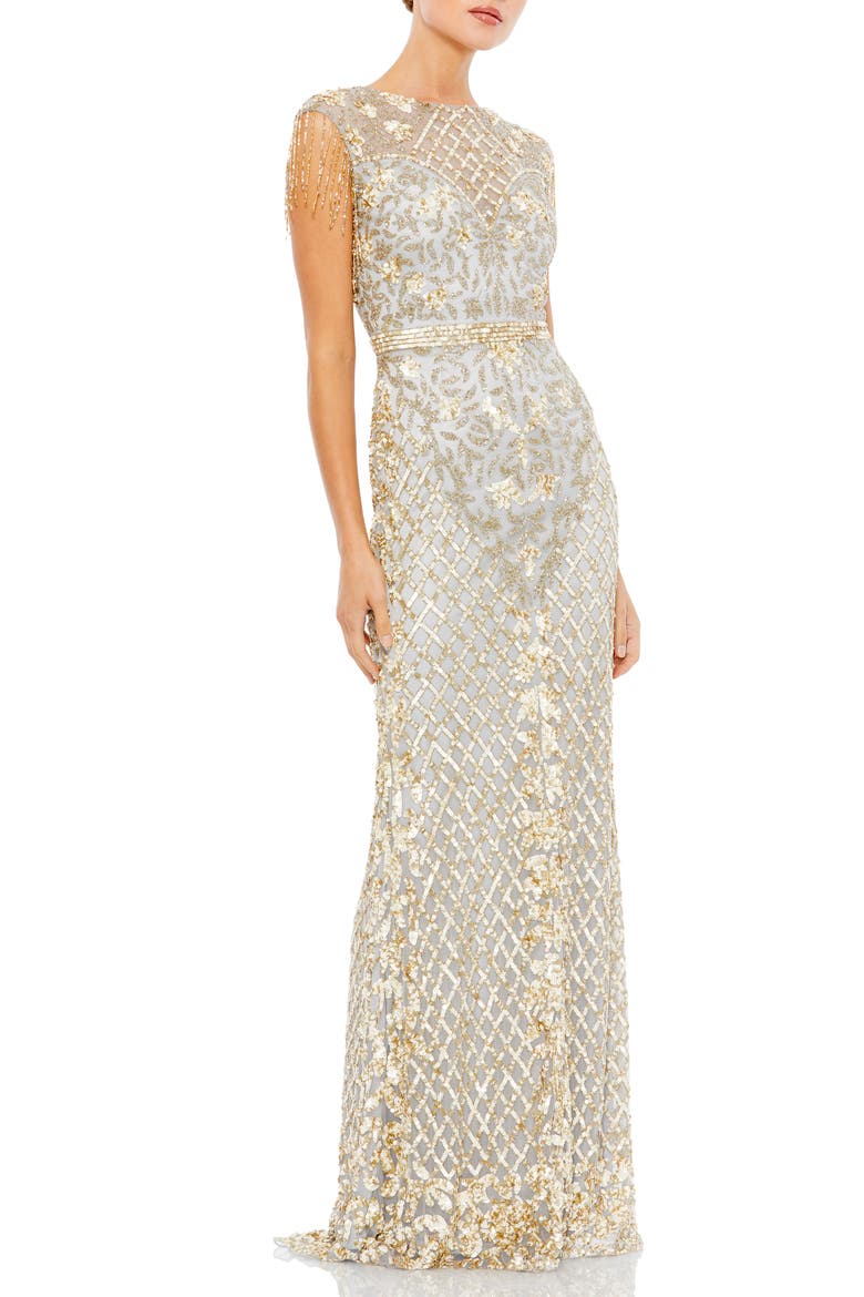Sequin Gown, Main, color, PLATINUM GOLD