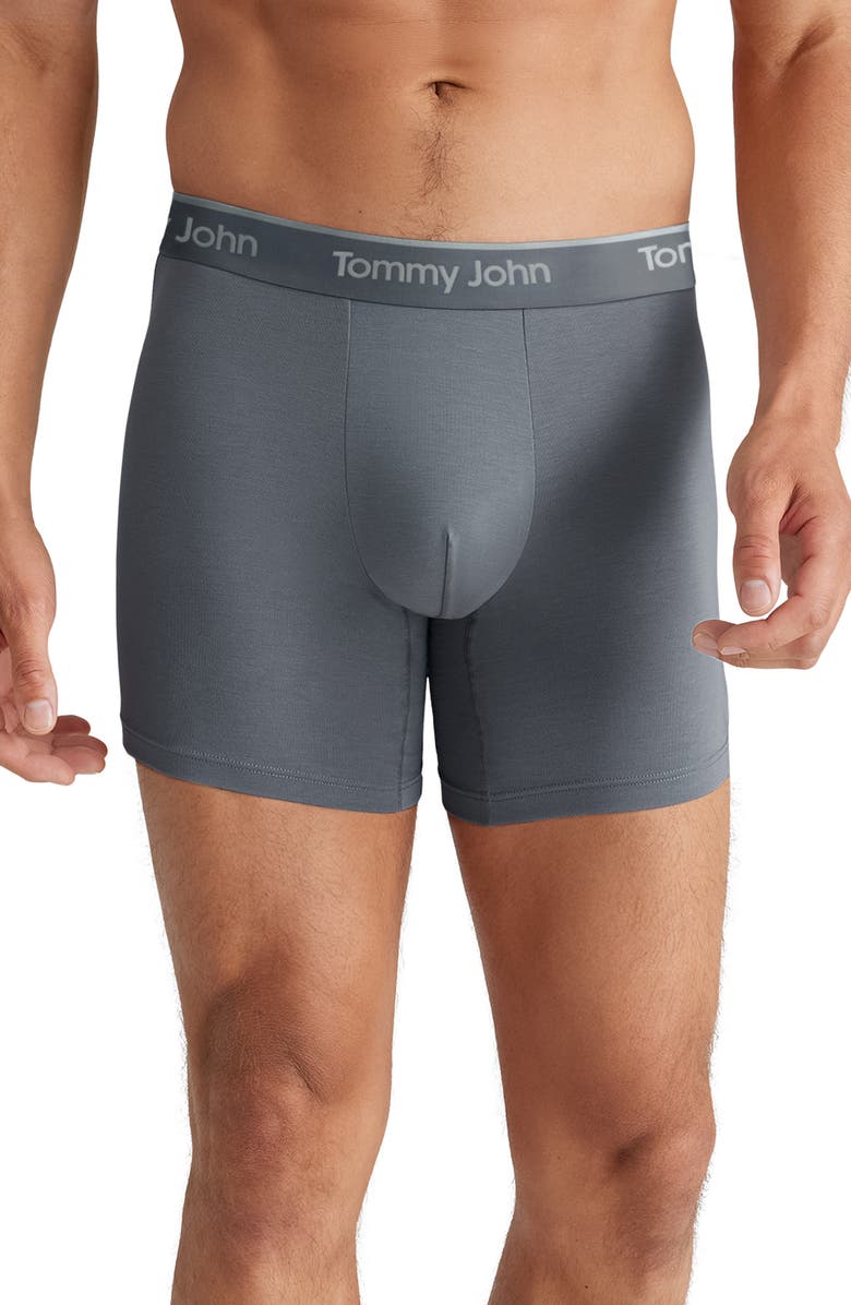 Tommy John 3-Pack Second Skin 6-Inch Stretch Modal Boxer Briefs, Main, color, Black/Turbulence/Monument