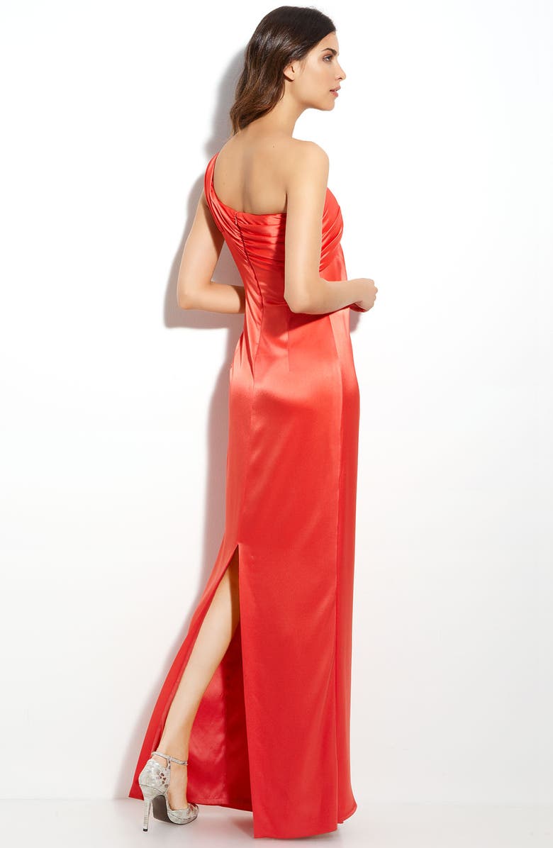 St. John Collection Liquid Satin One Shoulder Gown, Alternate, color, 