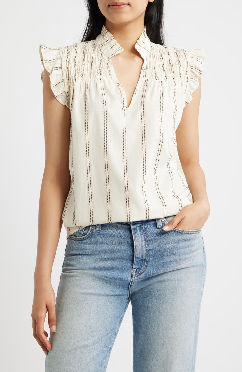 KUT from the Kloth Ronda Ruffle Sleeve Top, Main, color, Cream