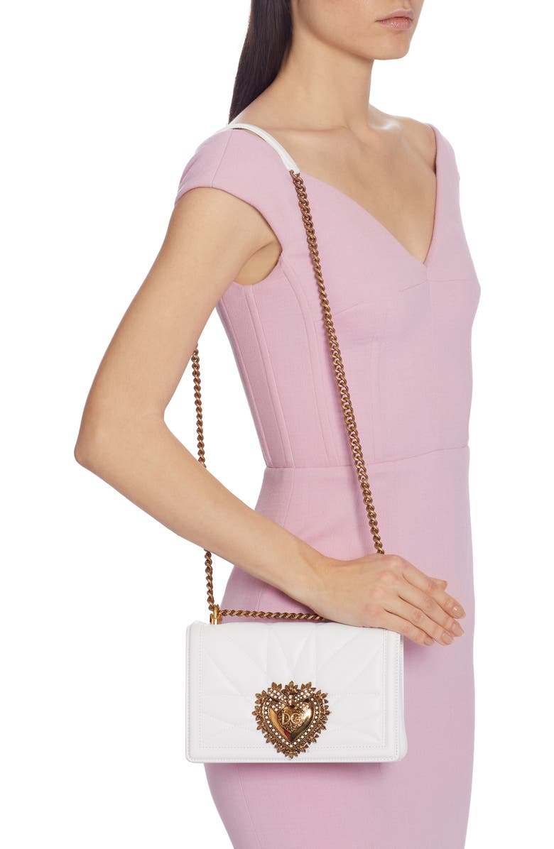 Dolce&Gabbana Medium Devotion Leather Shoulder Bag, Alternate, color,