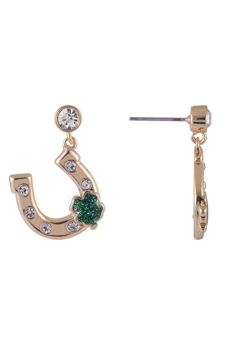Horseshoe Earrings, Alternate, color, Green
