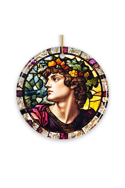 Renaissance Youth Stained Glass Themed Ceramic Ornament