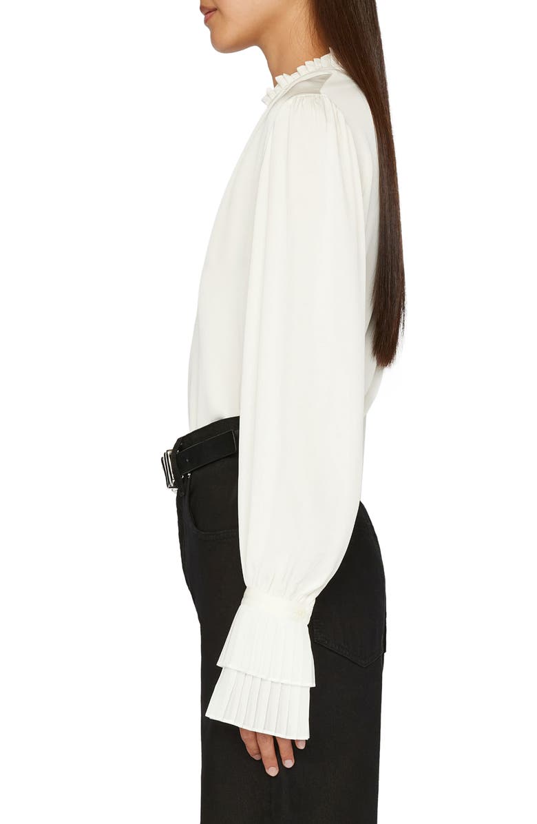 FRAME Pleated Long Sleeve Silk Blouse, Alternate, color, 