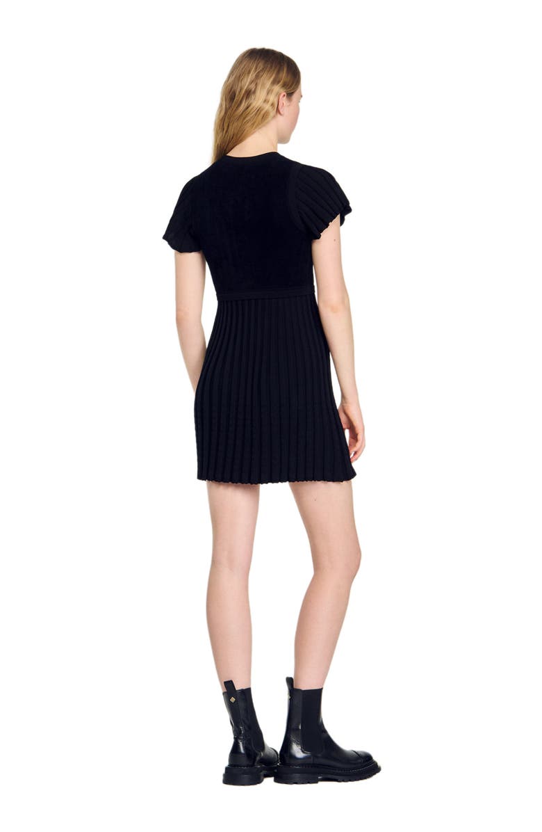 SANDRO Pleated knit dress, Alternate, color, 