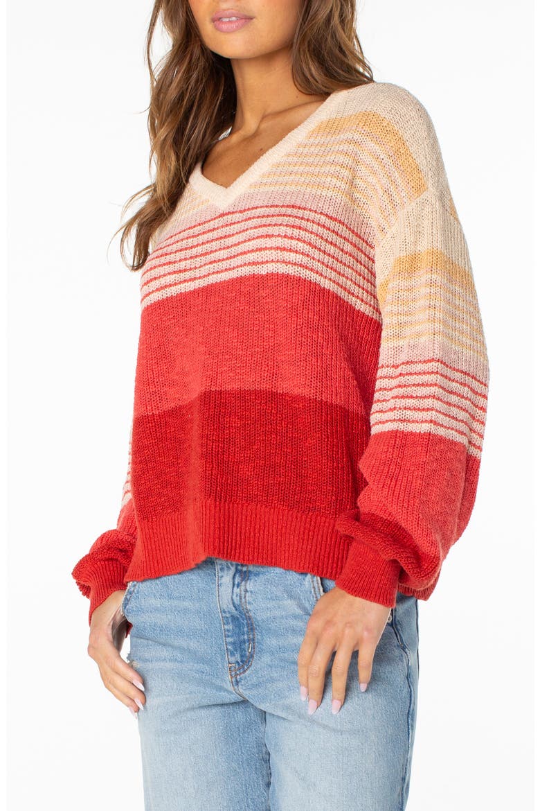 Vibes Level Stripe Sweater, Alternate, color, GINGER SPICE