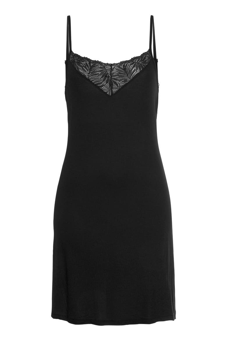 Lace Detail Nightgown, Alternate, color, Black