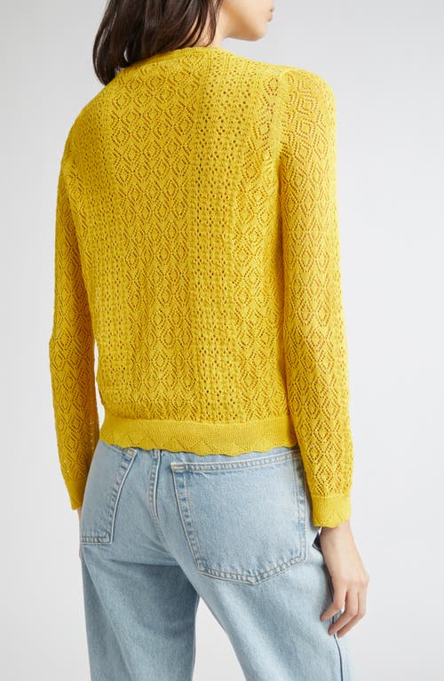 Doen Dôen Diane Pointelle Cardigan In Yellow