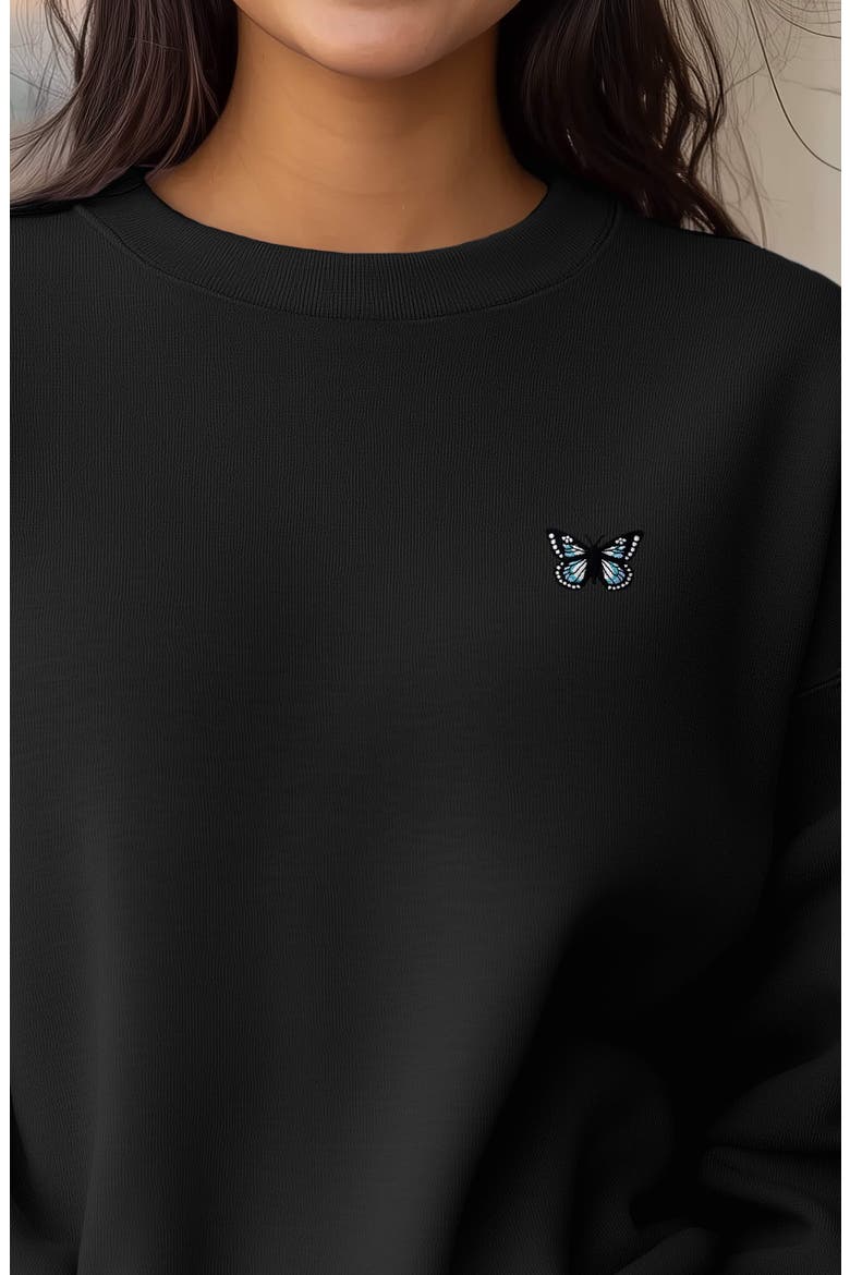 Butterfly Relaxed Sweatshirt, Alternate, color, Black