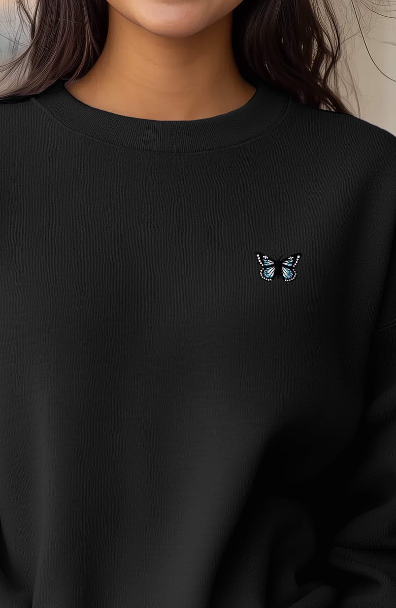 Dalix Butterfly Relaxed Sweatshirt, Alternate, color, Black