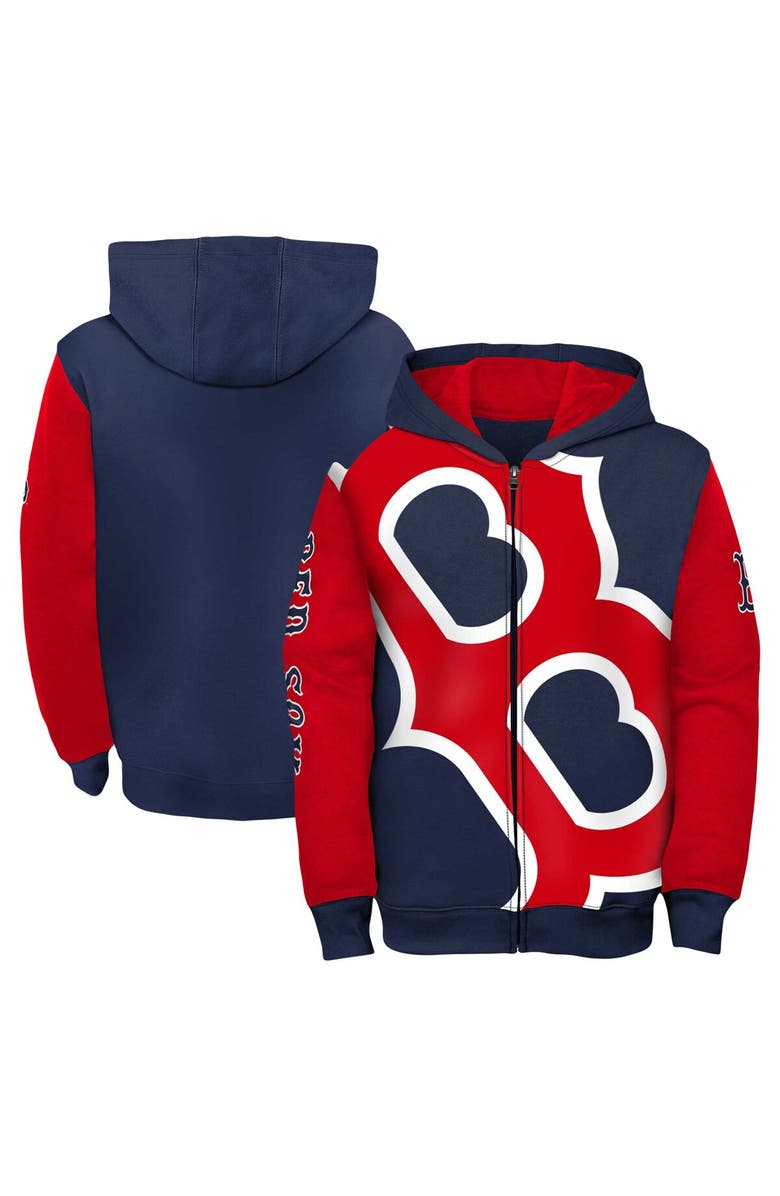 Outerstuff Youth Fanatics Navy/Red Boston Red Sox Postcard Full-Zip Hoodie Jacket, Main, color, 